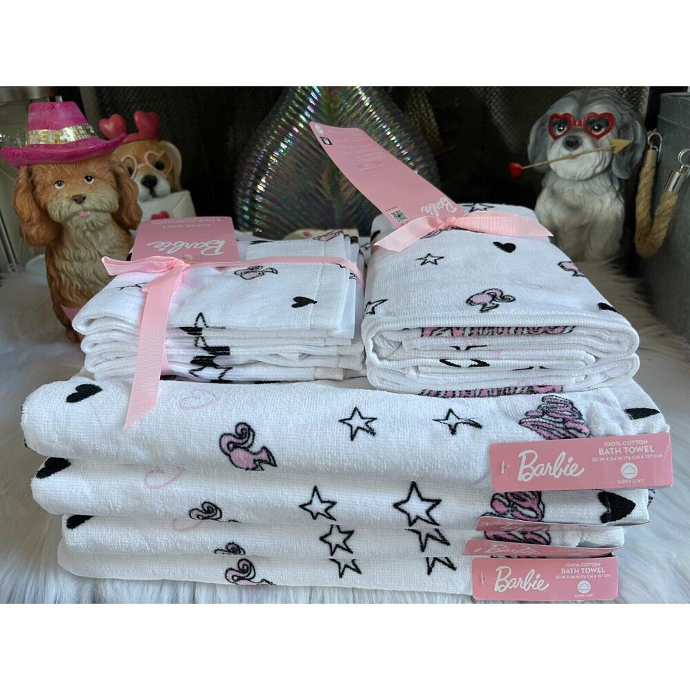 Barbie Bath Towel Set! 4 BathTowels,2 HandTowels,4 Washcloths New Hot Item